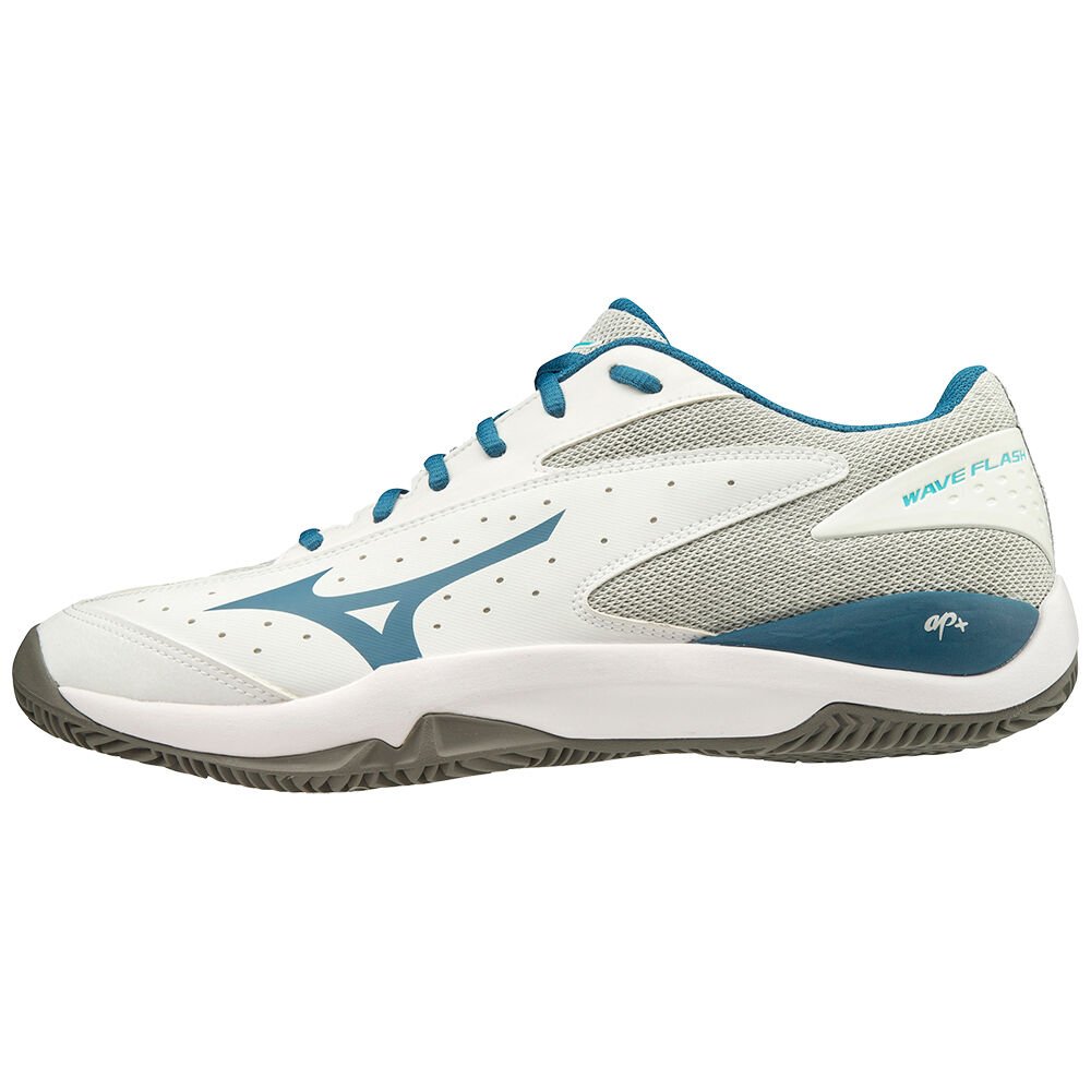 Mizuno Wave Flash Cc - Bayan Tenis Ayakkabısı - Beyaz/Mavi Türkiye (SYVRWC-632)